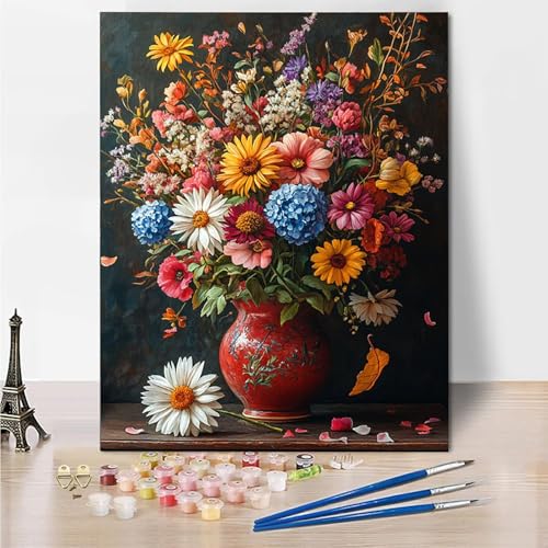 Malen Nach Zahlen Erwachsene Daisy Blume Malen Nach Zahlen Kinder mit 3-Pinseln und Acrylfarbe DIY Set, Paint by Numbers Adult Leinwand Handgemalt öLgemälde Kit Als Zuhause Deko Geschenk 50x65cm -8o32 von Wohoaqig