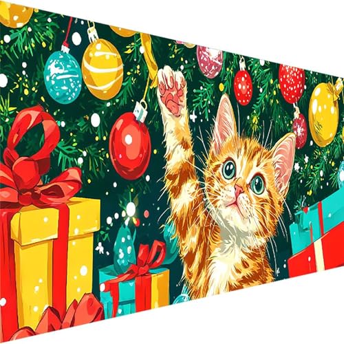 Malen Nach Zahlen Erwachsene Geschenk, Malen Nach Zahlen ab 5 6 7 8 9 Jahre Mädchen und Jungen - DIY Malen Nach Zahlen Katze für Anfänger mit Pinsel und Acrylfarben (90x180cm) (Ohne Rahmen) J-D von Wohoaqig