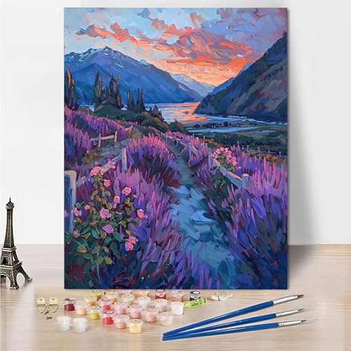 Malen Nach Zahlen Erwachsene Groß 70x95cm, Malen Nach Zahlen Landschaft Paint By Numbers Berg Bastelset Erwachsene, DIY Handgemalt Ölgemälde Kit mit Pinseln und Acrylfarbe, Geschenke für Frauen -Ko59 von Wohoaqig