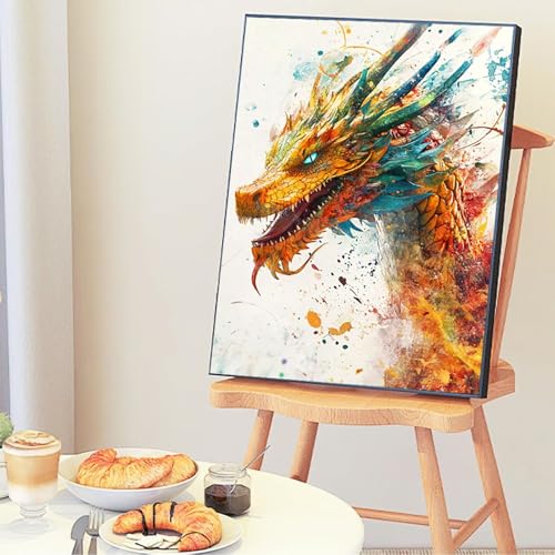 Malen Nach Zahlen Erwachsene Groß 70x95cm, Malen Nach Zahlen Tiere Paint By Numbers Drache Bastelset Erwachsene, DIY Handgemalt Ölgemälde Kit mit 3- Pinseln und Acrylfarbe, Geschenke für Frauen -Po31 von Wohoaqig