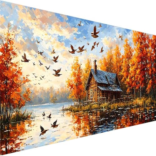 Malen Nach Zahlen Erwachsene Herbst, Malen Nach Zahlen ab 5 6 7 Jahre Mädchen, Malen Nach Zahlen für Kinder Ohne Rahmen mit 3 Pinsel und Acrylfarben, für Geschenke und Home Deko (60x120cm)Vogel O-7 von Wohoaqig