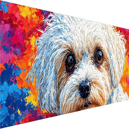 Malen Nach Zahlen Erwachsene Hund, Malen Nach Zahlen ab 5 6 7 8 9 Jahre Mädchen und Jungen - DIY Malen Nach Zahlen Tier für Kinder und Anfänger mit Pinsel und Acrylfarben (60x30cm) (Ohne Rahmen) S-7 von Wohoaqig