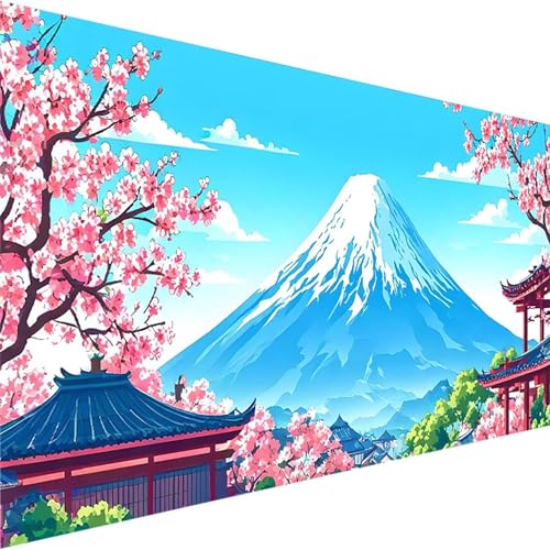 Malen Nach Zahlen Erwachsene Japan, DIY Handgemalt Ölgemälde Kit für Anfänger und Erwachsene, Malen Nach Zahlen mit Pinseln und Acrylfarbe, für Haus Dekoration Ohne Rahmen (70x140cm) Berg Fuji 0-S von Wohoaqig