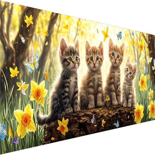 Malen Nach Zahlen Erwachsene Katze, DIY Handgemalt Ölgemälde Kit für Anfänger und Erwachsene, Malen Nach Zahlen mit 3-Pinseln und Acrylfarbe, für Haus Dekoration Ohne Rahmen (70x140cm) Blume 0-8 von Wohoaqig