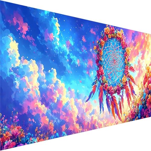 Malen Nach Zahlen Erwachsene Kinder Anfänger Feder DIY Handgemalt Ölgemälde auf Leinwand Kit für Home Deko oder Geburtstag Festival Geschenk mit 3-Pinseln und Acrylfarbe, Traumfänger (100x200cm) 9-4 von Wohoaqig