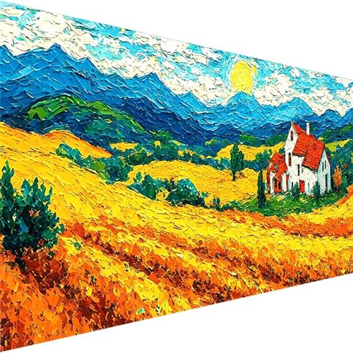 Malen Nach Zahlen Erwachsene Kinder Anfänger Landschaft DIY Handgemalt Ölgemälde auf Leinwand Kit für Home Deko oder Geburtstag Festival Geschenk Mit Farbe und Pinsel, Ackerland (70x140cm) 0-C von Wohoaqig