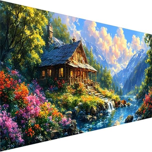 Malen Nach Zahlen Erwachsene Kinder Anfänger Landschaft DIY Handgemalt Ölgemälde auf Leinwand Kit für Home Deko oder Geburtstag Festival Geschenk mit 3-Pinseln und Acrylfarbe, Berg (100x200cm) 8-S von Wohoaqig