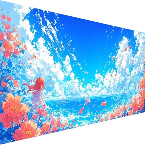 Malen Nach Zahlen Erwachsene Kinder Anfänger Landschaft DIY Handgemalt Ölgemälde auf Leinwand Kit für Home Deko oder Geburtstag Festival Geschenk mit 3-Pinseln und Acrylfarbe, Wolke (70x140cm) 2-7 von Wohoaqig