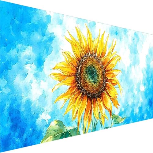 Malen Nach Zahlen Erwachsene Kinder Anfänger Sonnenblume DIY Handgemalt Ölgemälde auf Leinwand Kit für Home Deko oder Geburtstag Festival Geschenk mit 3-Pinseln und Acrylfarbe, Blume (70x140cm) 1-8 von Wohoaqig