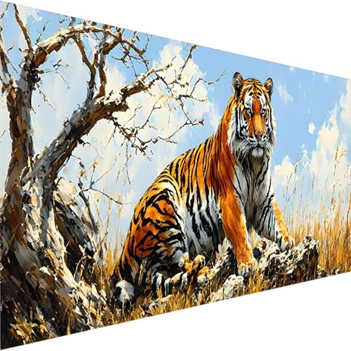 Malen Nach Zahlen Erwachsene Kinder Anfänger Tiger, Malen Nach Zahlen DIY Handgemalt Ölgemälde Leinwand Kit für Home Deko oder Geburtstag Festival Geschenk Mit Farbe und Pinsel, Tier (100x200cm) 0-G von Wohoaqig