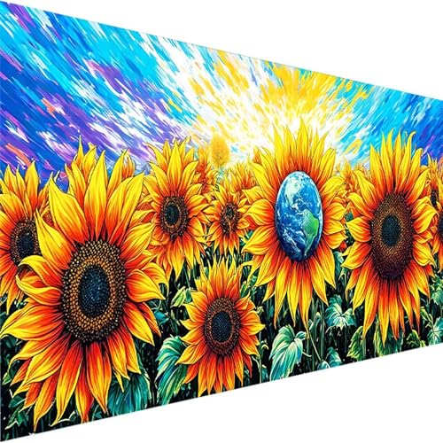 Malen Nach Zahlen Erwachsene Landschaft, Malen Nach Mädchen und Jungen - DIY Malen Nach Zahlen Sonnenblume für Kinder und Anfänger mit Pinsel und Acrylfarben, Home Dekor (60x120cm) (Ohne Rahmen) 9-V von Wohoaqig