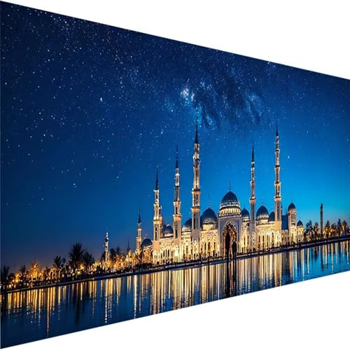 Malen Nach Zahlen Erwachsene Landschaft, Malen Nach Zahlen ab 5 6 7 8 9 Jahre Mädchen und Jungen - DIY Malen Nach Zahlen Moschee für Anfänger mit Pinsel und Acrylfarben (90x180cm) (Ohne Rahmen) F-A von Wohoaqig