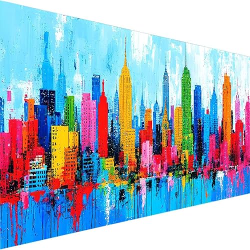 Malen Nach Zahlen Erwachsene Landschaft, Malen Nach Zahlen ab 5 6 7 8 9 Jahre Mädchen und Jungen - DIY Malen Nach Zahlen Stadt für Anfänger mit Pinsel und Acrylfarben (60x120cm) (Ohne Rahmen) L-6 von Wohoaqig