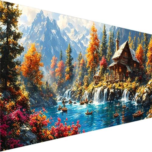 Malen Nach Zahlen Erwachsene Landschaft - Anfänger - Knitterfreie Leinwand, Pinsels Und Acrylfarbe - DIY Handgemalt Ölgemälde Kit Als Geschenk (70x140cm) Malen Nach Zahlen Wald (Ohne Rahmen) 7-W von Wohoaqig