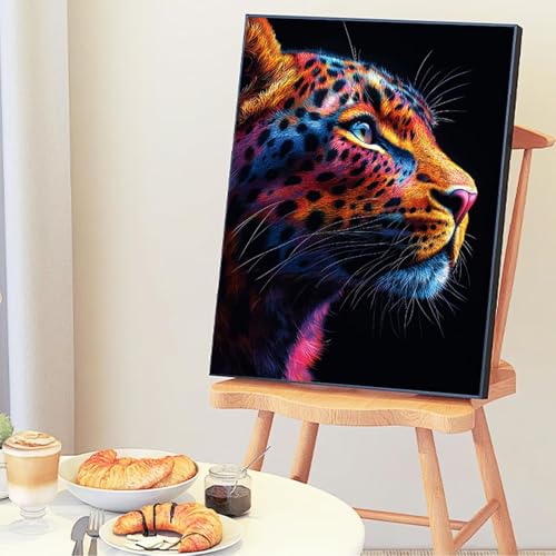 Malen Nach Zahlen Erwachsene Leopard Tier Malen Nach Zahlen Kinder mit 3-Pinseln und Acrylfarbe DIY Set, Paint by Numbers Adult Leinwand Handgemalt öLgemälde Kit Als Zuhause Deko Geschenk 50x65cm -Lo2 von Wohoaqig