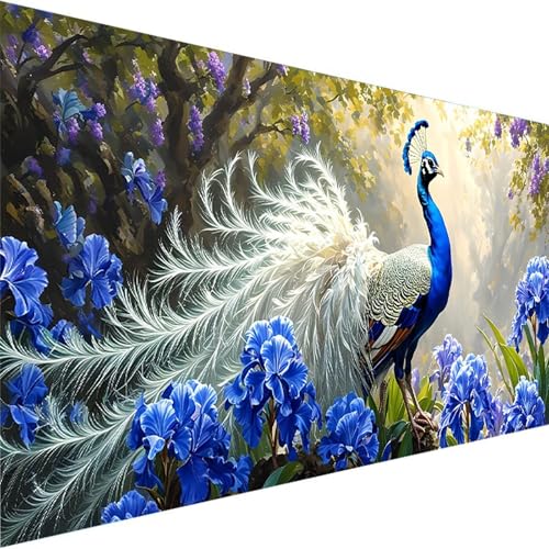 Malen Nach Zahlen Erwachsene Pfau, DIY Handgemalt Ölgemälde Kit für Anfänger und Erwachsene, Malen Nach Zahlen Mit 3-Pinseln und Acrylfarbe für Haus Wand Dekoration Ohne Rahmen (40x80cm) Blume I-8 von Wohoaqig