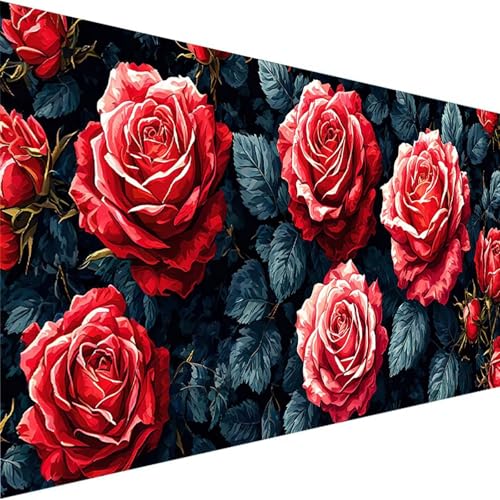 Malen Nach Zahlen Erwachsene Rose, Malen Nach Zahlen ab 5 6 7 8 9 Jahre Mädchen und Jungen - DIY Malen Nach Zahlen Blume für Kinder und Anfänger mit Pinsel und Acrylfarben (90x180cm) (Ohne Rahmen) Y-Z von Wohoaqig