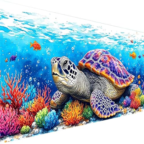 Malen Nach Zahlen Erwachsene Schildkröte, Malen Nach Zahlen ab 5 6 7 Jahre Mädchen, Malen Nach Zahlen für Kinder Ohne Rahmen mit 3 Pinsel und Acrylfarben, für Geschenke Home Deko (90x180cm)Tier L-H von Wohoaqig