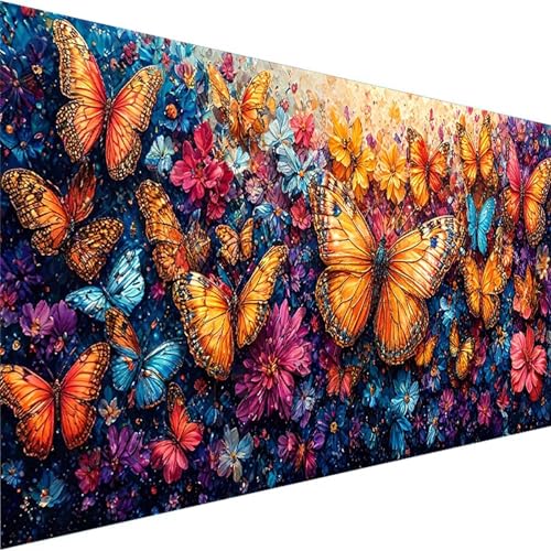 Malen Nach Zahlen Erwachsene Schmetterling, DIY Handgemalt Ölgemälde Kit für Anfänger und Erwachsene, Malen Nach Zahlen mit Pinseln und Acrylfarbe, für Haus Dekor Ohne Rahmen (100x200cm) Blume V-1 von Wohoaqig