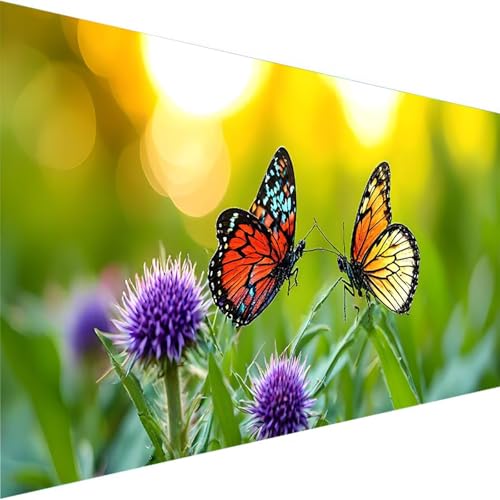 Malen Nach Zahlen Erwachsene Schmetterling, Malen Nach Mädchen und Jungen - DIY Malen Nach Zahlen Löwenzahn für Kinder und Anfänger mit Pinsel und Acrylfarben, Home Dekor (60x120cm) (Ohne Rahmen) 3-9 von Wohoaqig