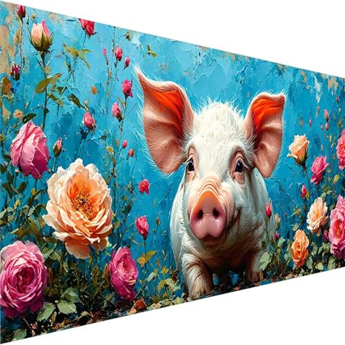 Malen Nach Zahlen Erwachsene Schwein - Anfänger - Knitterfreie Leinwand, Pinsels Und Acrylfarbe - DIY Handgemalt Ölgemälde Kit Als Geschenk (70x140cm) Malen Nach Zahlen Blume (Ohne Rahmen) T-V von Wohoaqig