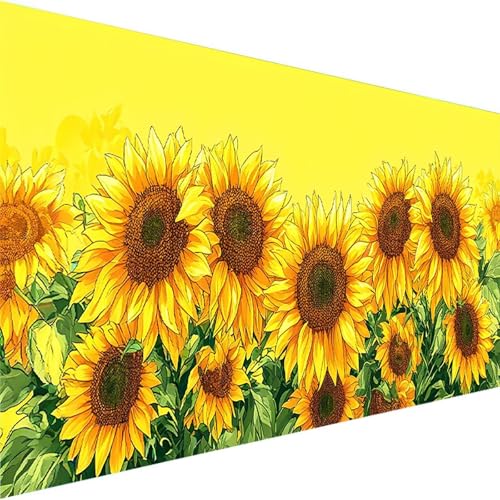 Malen Nach Zahlen Erwachsene Sonnenblume, Malen Nach Zahlen ab 5 6 7 Jahre Mädchen, Malen Nach Zahlen für Kinder Ohne Rahmen mit 3 Pinsel und Acrylfarben, für Geschenke Home Deko (60x30cm)Blume R-U von Wohoaqig