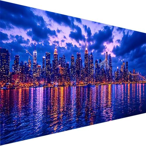 Malen Nach Zahlen Erwachsene Stadt, Malen Nach Zahlen ab 5 6 7 Jahre Mädchen, Malen Nach Zahlen für Kinder Ohne Rahmen mit 3 Pinsel und Acrylfarben, für Geschenke und Home Haus Deko (60x120cm)Meer T-M von Wohoaqig