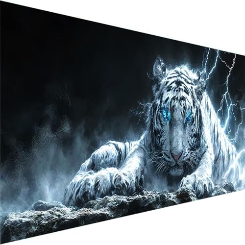 Malen Nach Zahlen Erwachsene Tier, Malen Nach Zahlen Kinder Bastelset Erwachsene, DIY Tiger mit Pinseln und Acrylfarben Handgemalt Ölgemälde Leinwand für Home Wand Decor, Ohne Rahmen (50x100cm) 1-5 von Wohoaqig