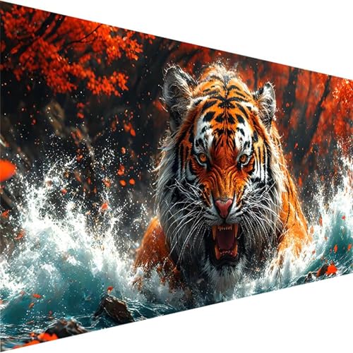 Malen Nach Zahlen Erwachsene Tier, Malen Nach Zahlen Kinder Bastelset Erwachsene, DIY Tiger mit Pinseln und Acrylfarben Handgemalt Ölgemälde Leinwand für Home Wand Decor, Ohne Rahmen (50x100cm) 7-X von Wohoaqig