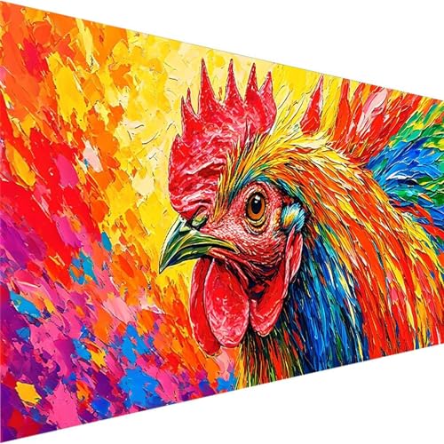 Malen Nach Zahlen Erwachsene Tier, Malen Nach Zahlen ab 5 6 7 8 9 Jahre Mädchen und Jungen - DIY Malen Nach Zahlen Hahn für Kinder und Anfänger mit Pinsel und Acrylfarben (60x120cm) (Ohne Rahmen) G-Z von Wohoaqig