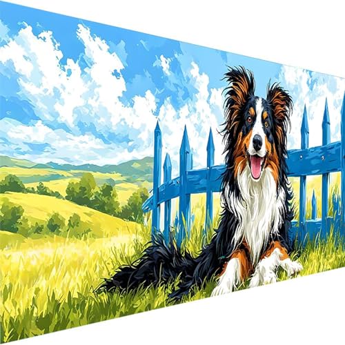 Malen Nach Zahlen Erwachsene Tier, Malen Nach Zahlen ab 5 6 7 Jahre Mädchen, Malen Nach Zahlen für Kinder Ohne Rahmen mit 3 Pinsel und Acrylfarben, für Geschenke und Home Haus Deko (90x180cm)Hund Z-4 von Wohoaqig