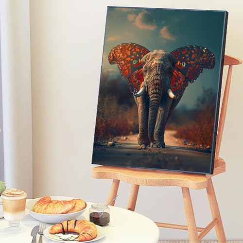 Malen Nach Zahlen Erwachsene Tiere, Malen Nach Zahlen ab 7 Jahre Mädchen, Malen Nach Zahlen Elefant mit 3-Pinseln und Acrylfarbe, DIY Handgemalt Ölgemälde Leinwand Kits, Wanddeko Geschenk 30x40cm -1o1 von Wohoaqig