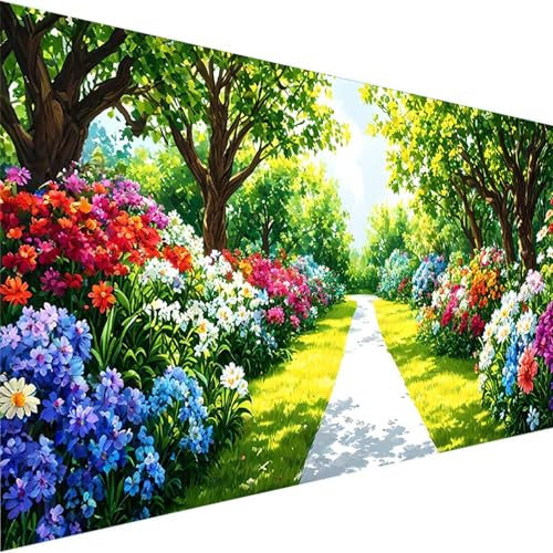 Malen Nach Zahlen Erwachsene Wald, DIY Handgemalt Ölgemälde Kit für Anfänger und Erwachsene, Malen Nach Zahlen Mit 3-Pinseln und Acrylfarbe für Haus Wand Dekoration Ohne Rahmen (40x80cm) Blume 8-7 von Wohoaqig