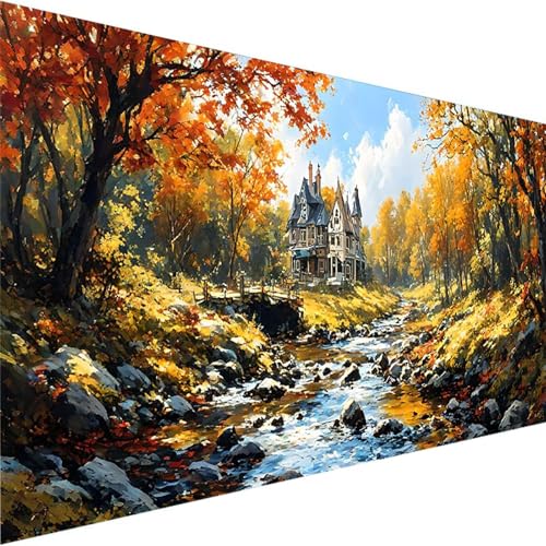 Malen Nach Zahlen Erwachsene Wald - Anfänger - Knitterfreie Leinwand, Pinsels Und Acrylfarbe - DIY Handgemalt Ölgemälde Kit Als Geschenk (100x200cm) Malen Nach Zahlen Schloss (Ohne Rahmen) S-K von Wohoaqig