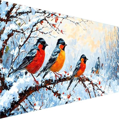 Malen Nach Zahlen Erwachsene Winter, Malen Nach Zahlen ab 5 6 7 8 9 Jahre Mädchen und Jungen - DIY Malen Nach Zahlen Vogel für Kinder, Anfänger mit Pinsel und Acrylfarben (60x120cm) (Ohne Rahmen) 9-Q von Wohoaqig