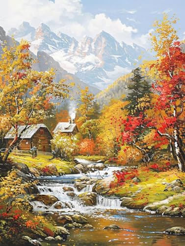 Malen Nach Zahlen Herbst Malen Nach Zahlen Erwachsene Groß 100x135cm, Paint By Numbers Berg Malen Nach Zahlen Kinder und Anfänger, Kreativ Set für Erwachsene, Deko Wand, Geschenke für Frauen -3o30 von Wohoaqig