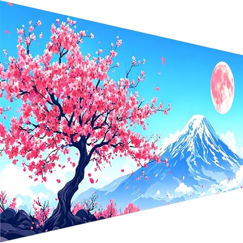 Malen Nach Zahlen Kirschblüten Malen Nach Zahlen Erwachsene, Malen Nach Zahlen Kinder Ohne Rahmen mit Pinsel und Acrylfarben, Bastelset Erwachsene, Geschenke und Home Wand Dekor (100x200cm)Berg T-M von Wohoaqig