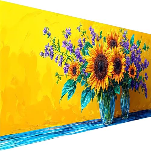 Malen Nach Zahlen Laub Malen Nach Zahlen Erwachsene, Malen Nach Zahlen Kinder Ohne Rahmen mit Pinsel und Acrylfarben, Bastelset Erwachsene, Geschenke und Home Wand Dekor (100x200cm)Sonnenblume 6-Z von Wohoaqig