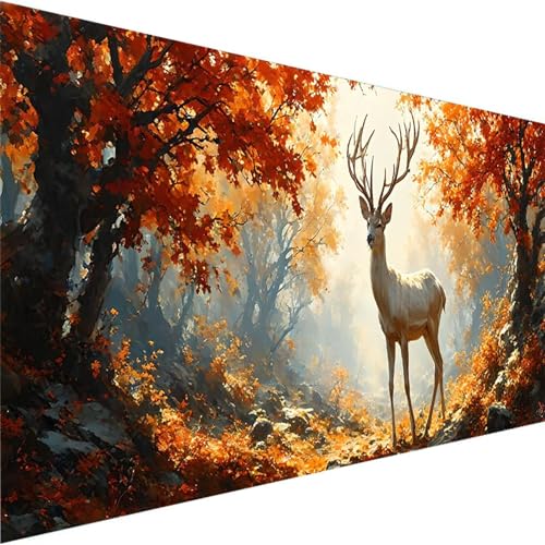 Malen Nach Zahlen Tier, Malen Nach Zahlen ab 7 8 9 Jahre Mädchen und Junge, Malen Nach Zahlen für Kinder Ohne Rahmen 3 Pinsel und Acrylfarben, für Home Dekor Bastelset Erwachsene (100x200cm)Reh Z-Y von Wohoaqig