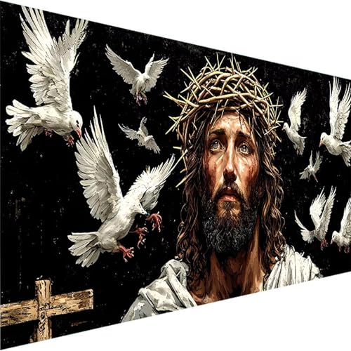 Malen Nach Zahlen Vogel, Malen Nach Zahlen Erwachsene DIY Handgemalt Ölgemälde Kit, Malen Nach Zahlen Kinder Ohne Rahmen 3 Pinsel und Acrylfarben, Bastelset Erwachsene Home Dekor (100x200cm)Jesus D-8 von Wohoaqig