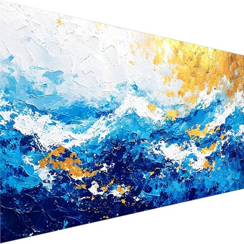 Malen Nach Zahlen ab 5 6 7 Jahre Mädchen Ohne Rahmen - Abstrakt Malen Nach Zahlen Erwachsene, Malen Nach Zahlen für Kinder Acrylfarben als Home Dekor Geschenk, Malen-Nach-Zahlen (50x100cm) Wellen T-2 von Wohoaqig