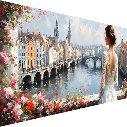 Malen Nach Zahlen ab 5 6 7 Jahre Mädchen Ohne Rahmen - Blume Malen Nach Zahlen Erwachsene, Malen Nach Zahlen für Kinder Acrylfarben mit als Home Dekor Geschenk, Malen-Nach-Zahlen (80x160cm) Stadt U-2 von Wohoaqig