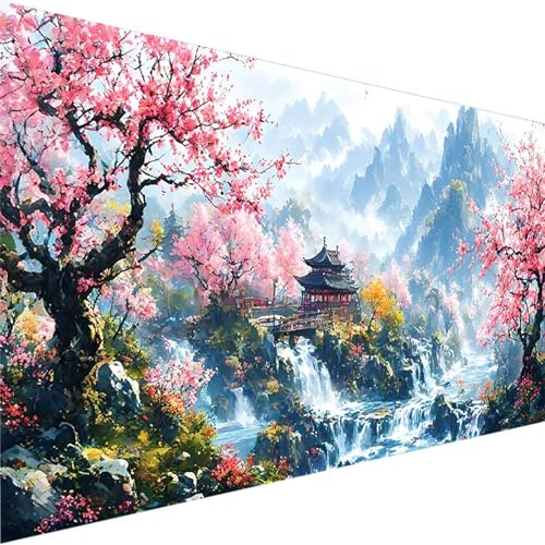 Malen Nach Zahlen ab 5 6 7 Jahre Mädchen Ohne Rahmen Malen Nach Zahlen Erwachsene, Berg Malen Nach Zahlen für Kinder Acrylfarben mit als Deko Geschenk, Malen-Nach-Zahlen (80x160cm) Kirschblüten 7-T von Wohoaqig