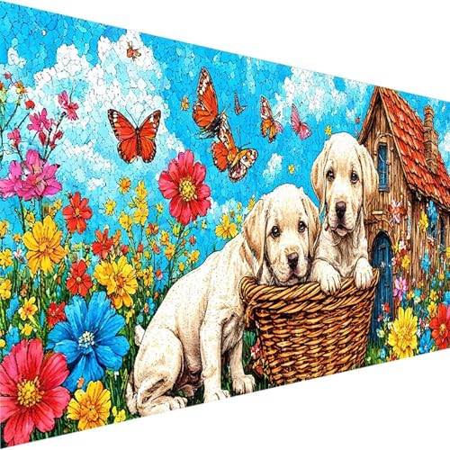 Malen Nach Zahlen ab 5 6 7 Jahre Mädchen Ohne Rahmen Malen Nach Zahlen Erwachsene, Schmetterling Malen Nach Zahlen für Kinder Acrylfarben mit als Deko Geschenk, Malen-Nach-Zahlen (50x100cm) Hund G-T von Wohoaqig