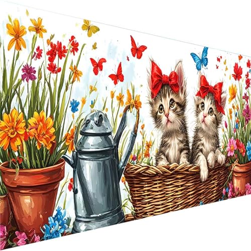 Malen Nach Zahlen ab 5 6 7 Jahre Mädchen Ohne Rahmen Malen Nach Zahlen Erwachsene, Schmetterling Malen Nach Zahlen für Kinder Acrylfarben mit als Deko Geschenk, Malen-Nach-Zahlen (50x100cm) Katze 8-J von Wohoaqig