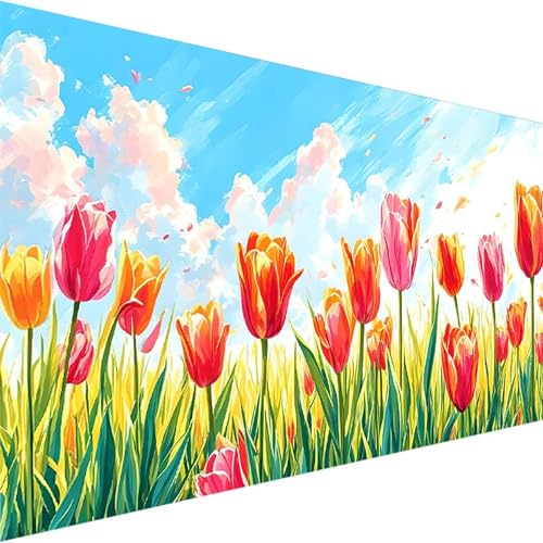 Malen Nach Zahlen ab 5 6 7 Jahre Mädchen Ohne Rahmen Malen Nach Zahlen Erwachsene, Tulpe Malen Nach Zahlen für Kinder Acrylfarben mit als Deko Geschenk, Malen-Nach-Zahlen (50x100cm) Landschaft W-U von Wohoaqig