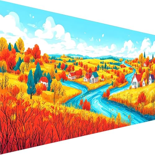 Malen Nach Zahlen ab 5 6 7 Jahre Mädchen Ohne Rahmen - Malen Nach Zahlen Erwachsene Landschaft Malen Nach Zahlen für Kinder Acrylfarben mit als Geschenk, Malen-Nach-Zahlen (50x100cm) Kleine Stadt 8-4 von Wohoaqig