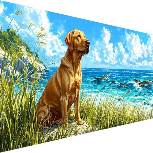 Malen Nach Zahlen ab 5 6 7 Jahre Mädchen Ohne Rahmen - Meer Malen Nach Zahlen Erwachsene, Malen Nach Zahlen für Kinder Acrylfarben mit als Home Dekor Geschenk, Malen-Nach-Zahlen (80x160cm) Hund R-0 von Wohoaqig