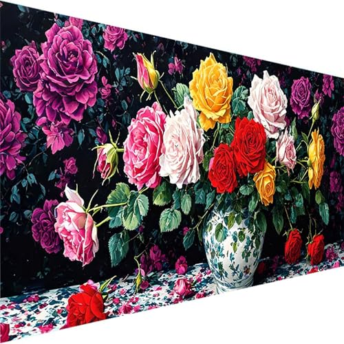 Malen Nach Zahlen ab 5 6 7 Jahre Mädchen Ohne Rahmen - Rose Malen Nach Zahlen Erwachsene, Malen Nach Zahlen für Kinder Acrylfarben mit als Home Dekor Geschenk, Malen-Nach-Zahlen (50x100cm) Blume T-W von Wohoaqig