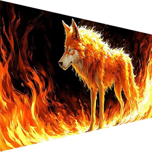 Malen Nach Zahlen ab 5 6 7 Jahre Mädchen Ohne Rahmen - Tier Malen Nach Zahlen Erwachsene, Malen Nach Zahlen für Kinder Acrylfarben mit als Home Dekor Geschenk, Malen-Nach-Zahlen (50x100cm) Wolf 9-E von Wohoaqig